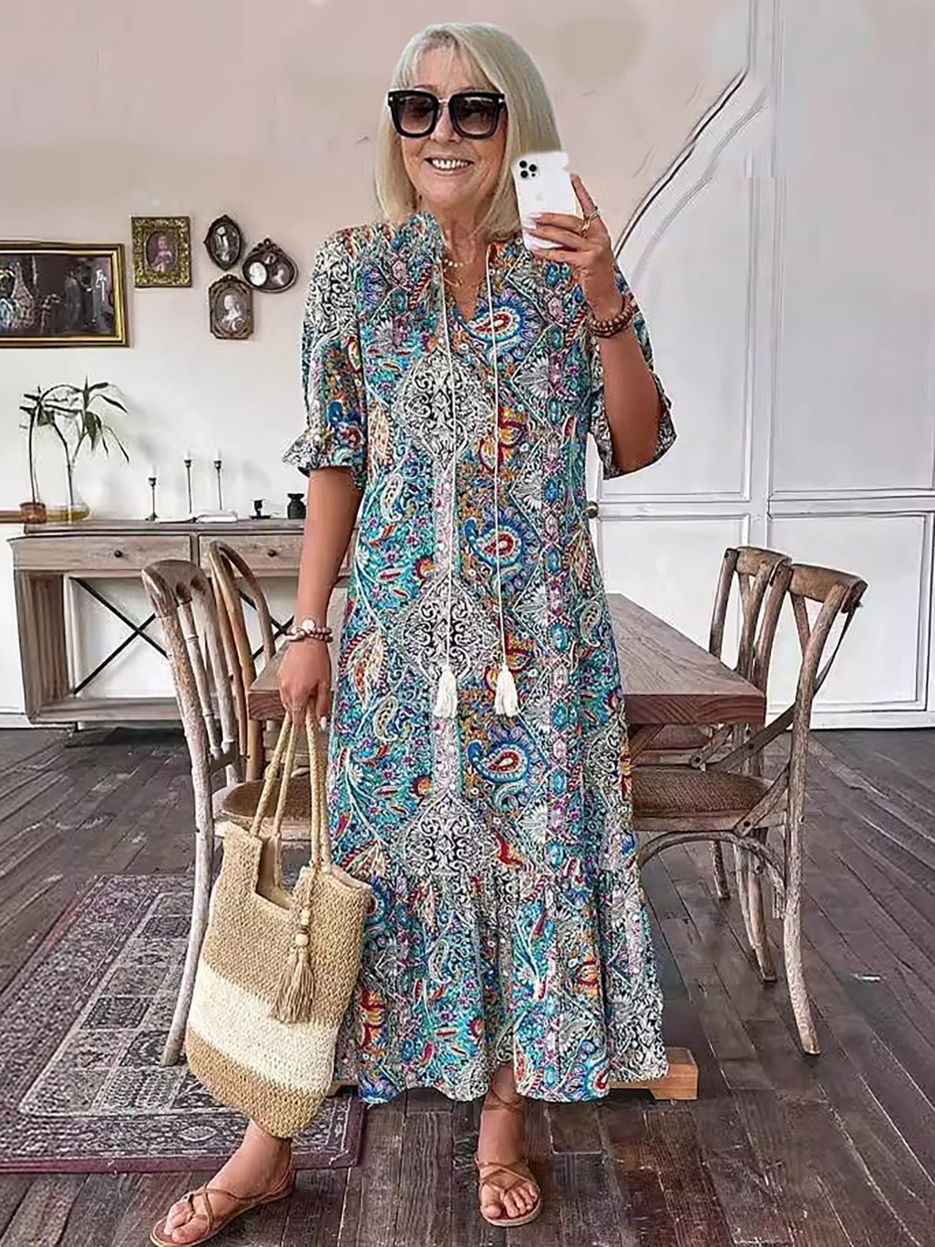 Aria | Bohème Mi-Longue Lacé Robe