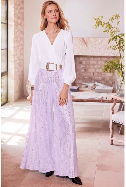 Evangeline | Sequined Jambes Larges Combinaison