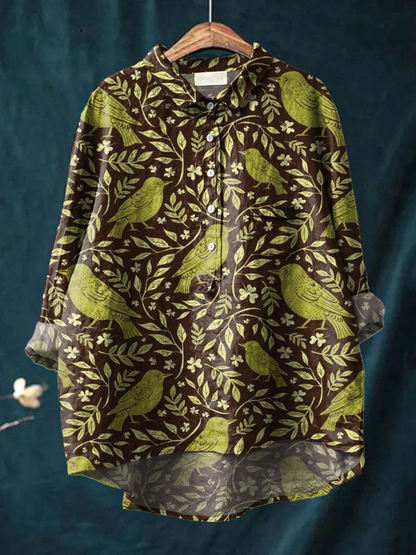 Victoire | Chemise Florale Vintage Imprimé Oiseaux