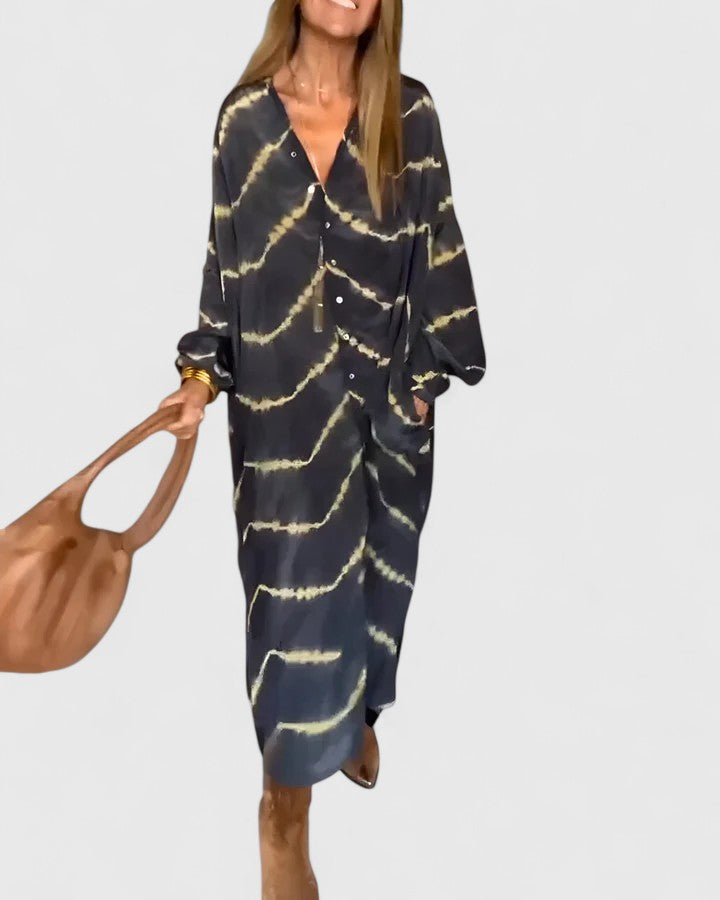 Sophia | Fluide Rayé Robe Longue