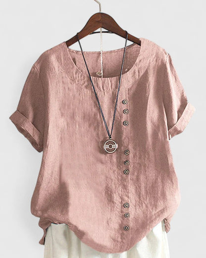 Noelle | Manches Courtes Button Blouse