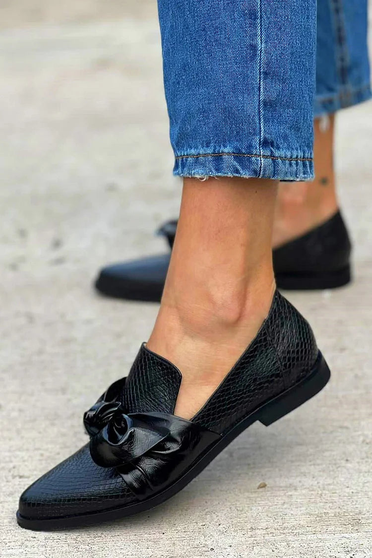 Gabrielle | Bow-Détail Patent Mocassins