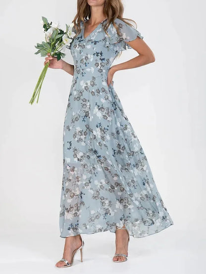 Emilia | Floral Breeze Robe Longue