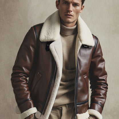 Clara | Blouson Aviateur en Cuir Doublé