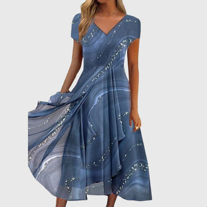 Chloe | Imprimé Fluide Robe Mi-Longue