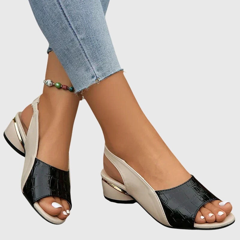 Juliette | Cuir Talon Bloc Sandales