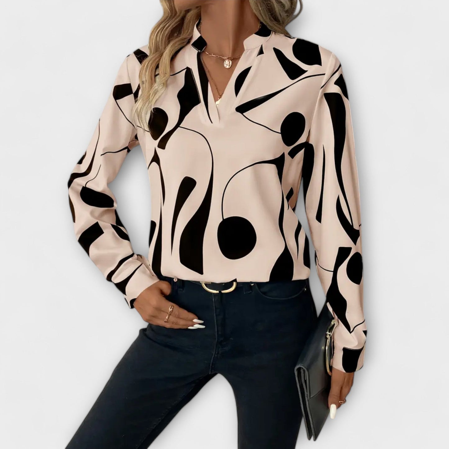 Zara | Imprimé Abstrait Manches Longues Blouse