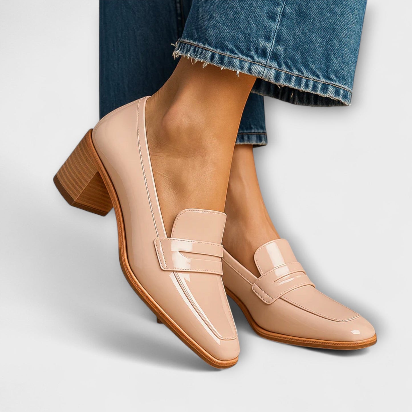 Natalia | Glossy Talon Bloc Mocassins