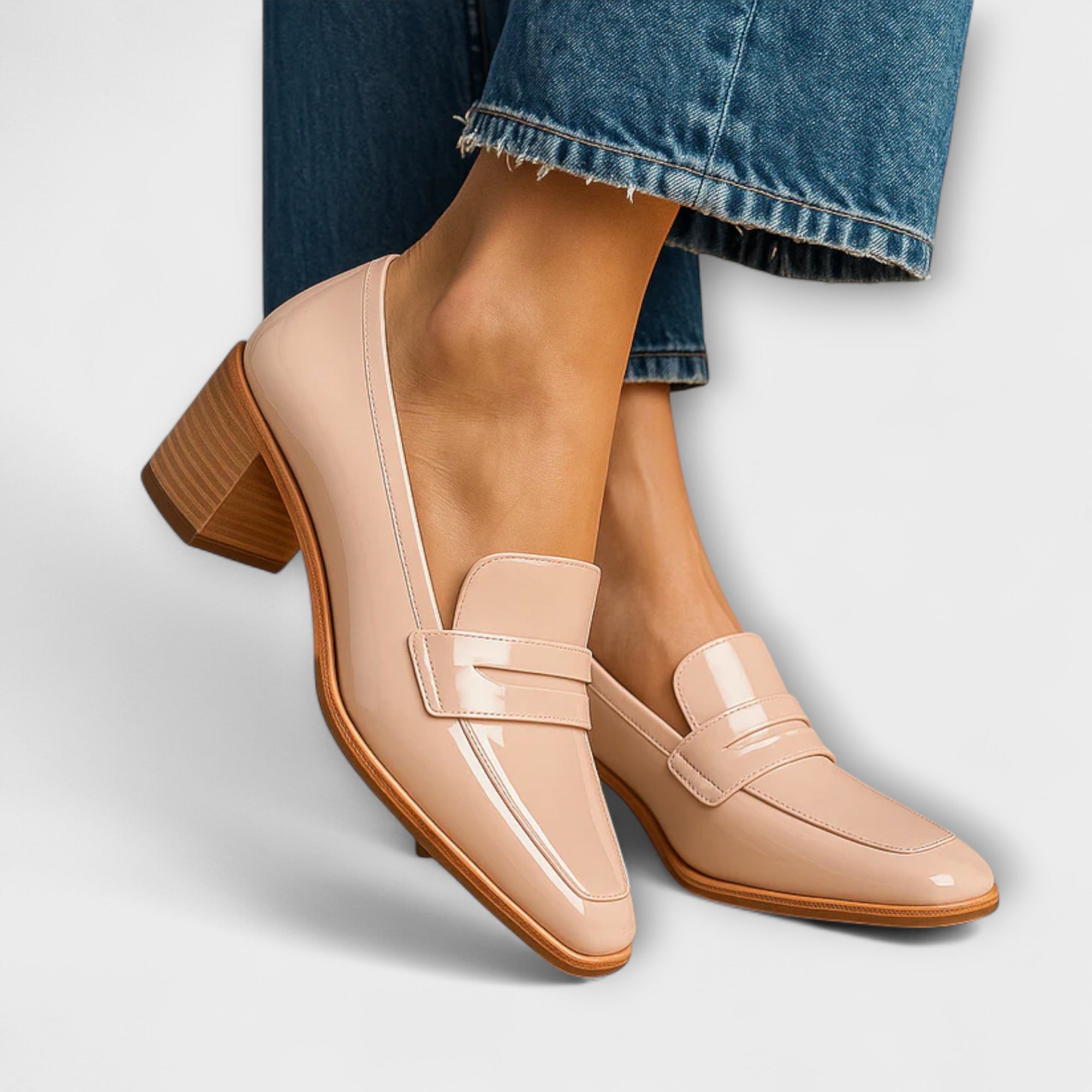 Natalia | Glossy Talon Bloc Mocassins