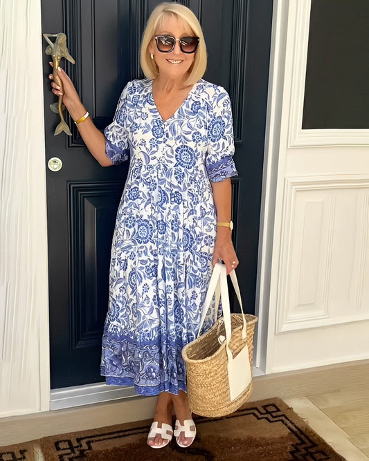 Aria | Floral Col en V Robe Longue