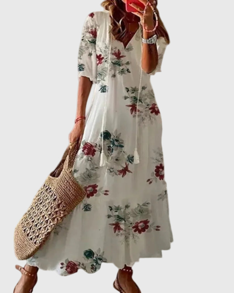 Delilah | Bohème Col en V Robe Longue