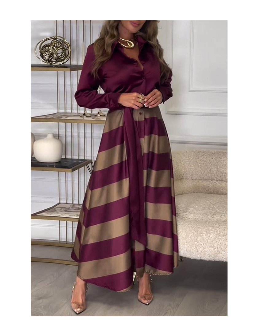 Camila | Long Rayé Robe Longue