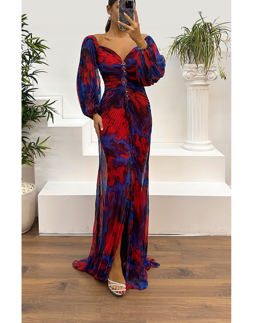 Seraphina | Long Plissé Evening Robe