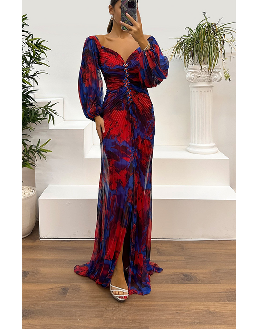 Seraphina | Long Plissé Evening Robe
