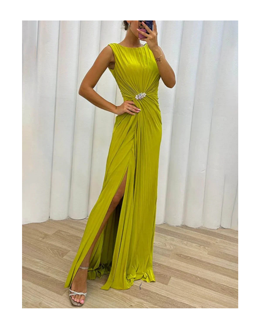 Celeste | Fluide Plissé Robe Longue
