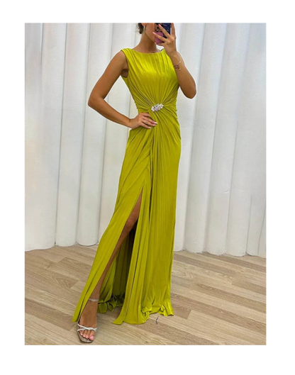 Celeste | Fluide Plissé Robe Longue