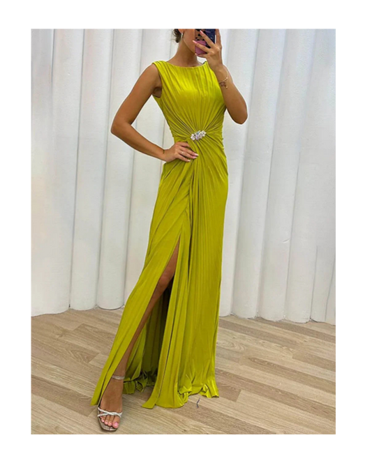 Celeste | Fluide Plissé Robe Longue