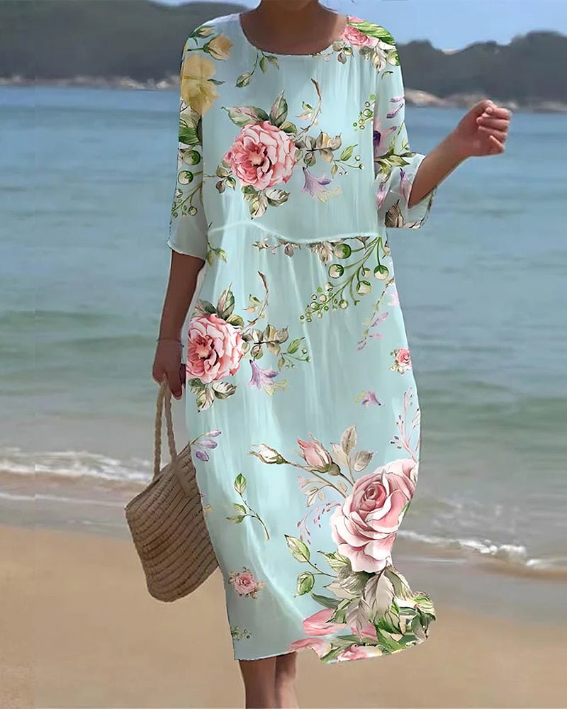 Luna | Floral Robe Mi-Longue