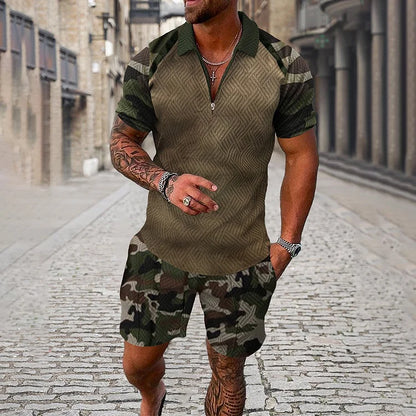 Amélie | Ensemble Polo et Short Camouflage