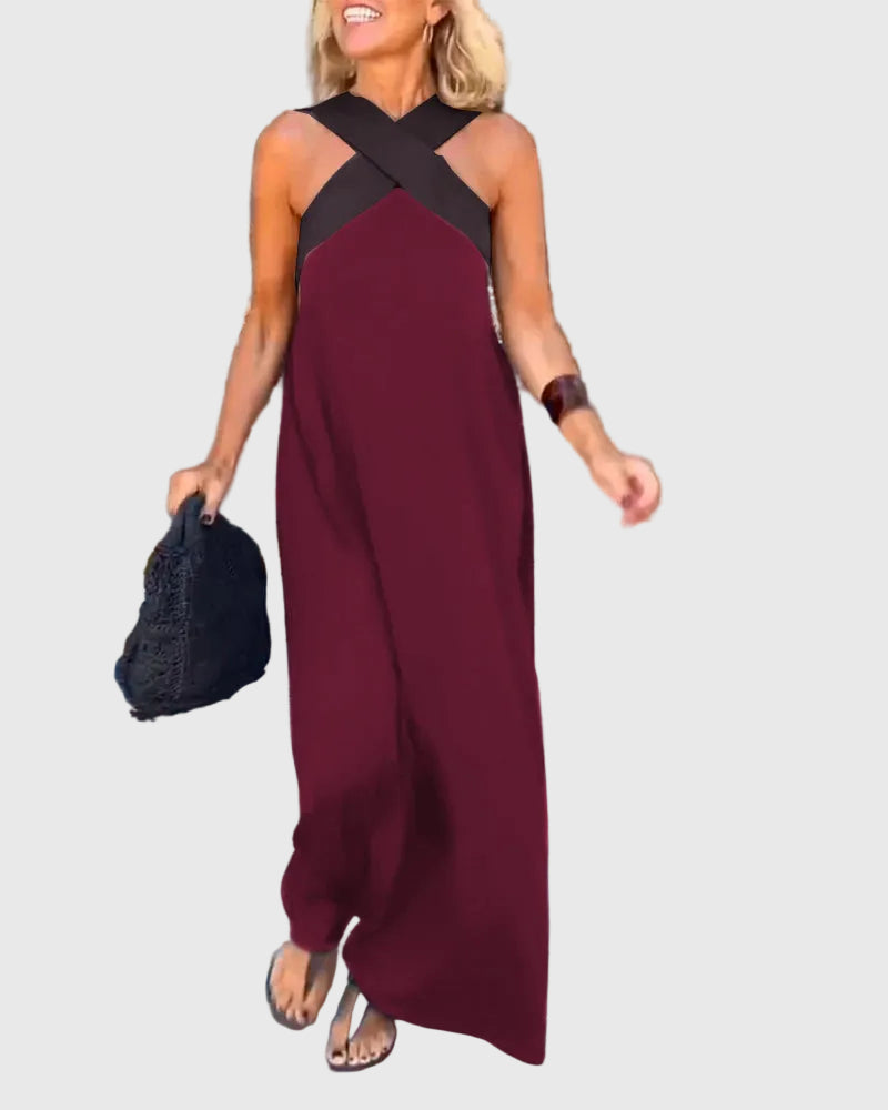 Lydia | Cross-Neck Fluide Robe Longue