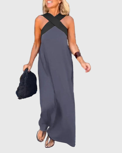 Lydia | Cross-Neck Fluide Robe Longue