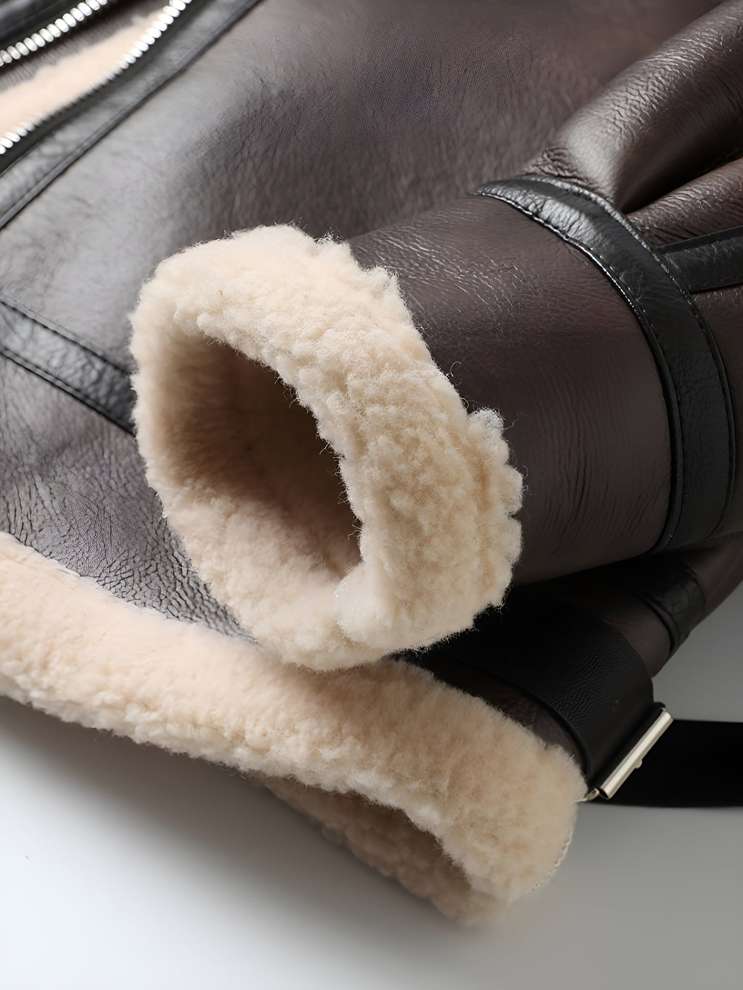 Aurèle | Veste Motard Shearling Marron