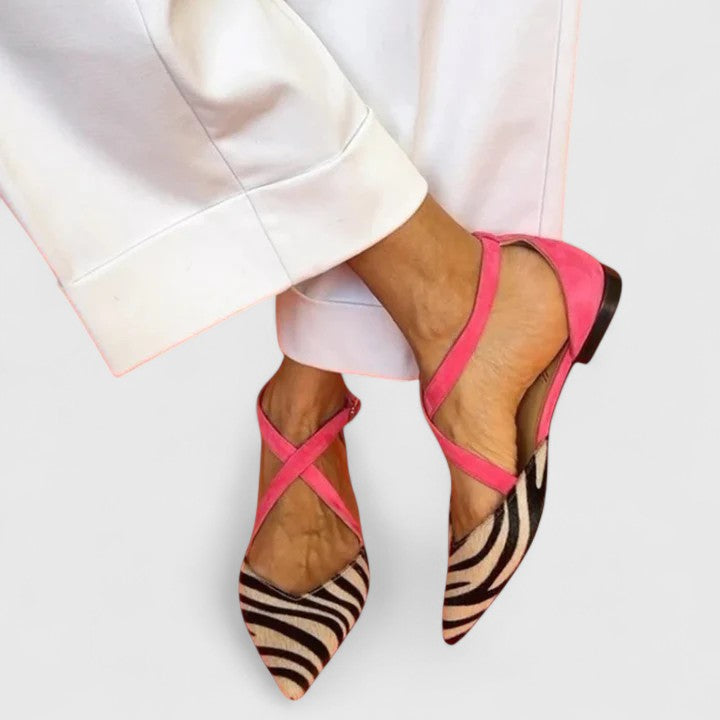 Zara | Zebra Print Cross-Bride Sandales