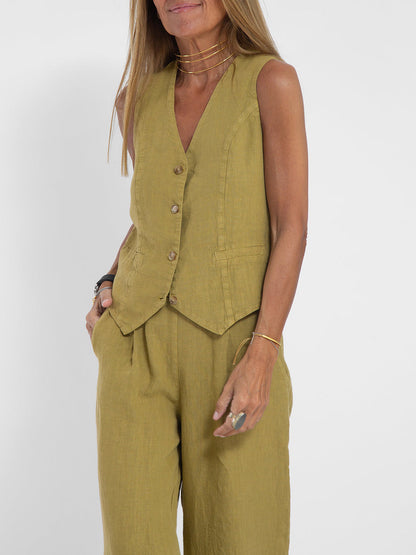 Inès | Ensemble Veste Boutonnée et Pantalon Large