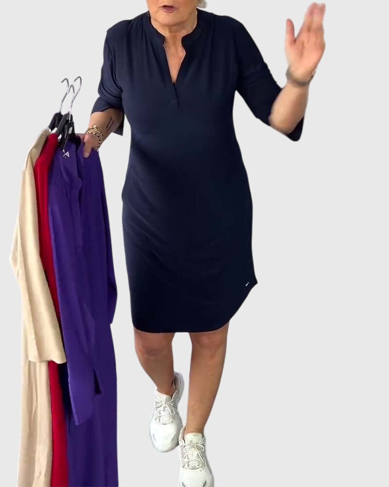 Annika | Col en V Robe Mi-Longue