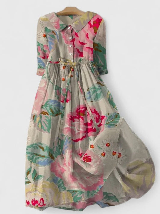 Céleste | Robe Mi-Longue Coton Lin
