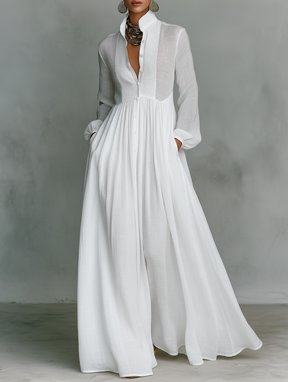 Sophia | Longue Coton-Lin Robe