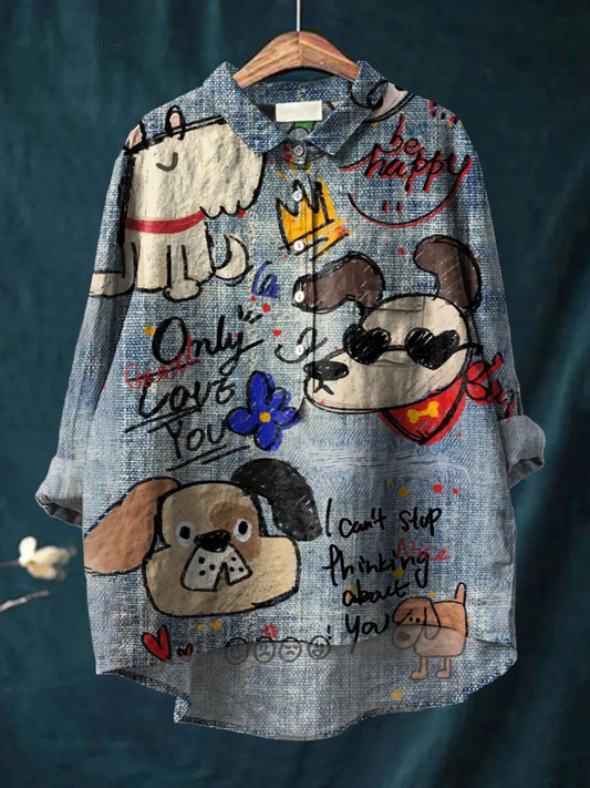 Luna | Chemise Imprimé Artistique Chien