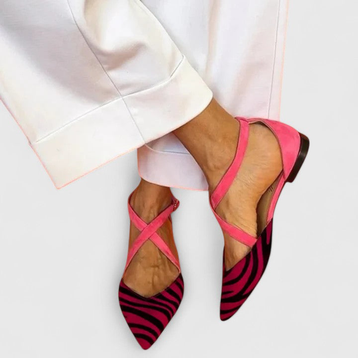 Zara | Zebra Print Cross-Bride Sandales