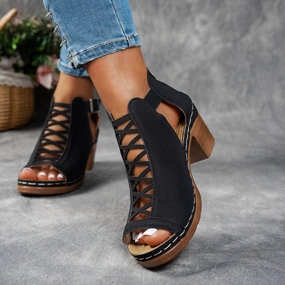 Sophia | Lattice-Heel Block Sandales