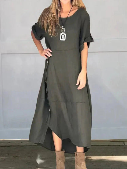 Camille | Luxe Lin-Blend Robe Mi-Longue
