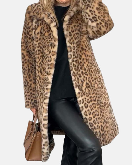 Élodie | Manteau Long à Imprimé Léopard