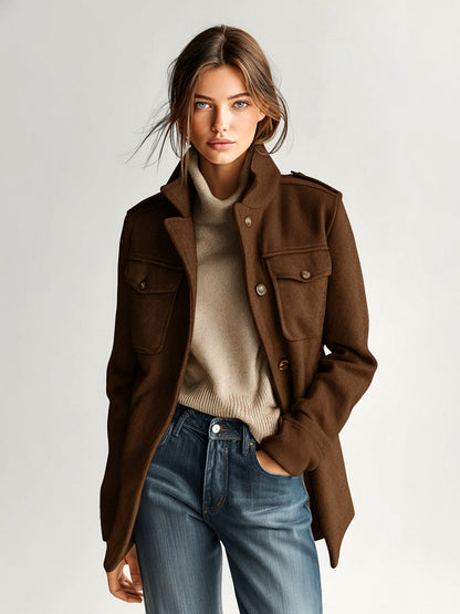 Manon | Manteau Court Militaire Kaki