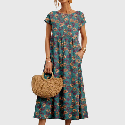 Delphine | Floral Robe Mi-Longue