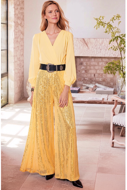 Evangeline | Sequined Jambes Larges Combinaison