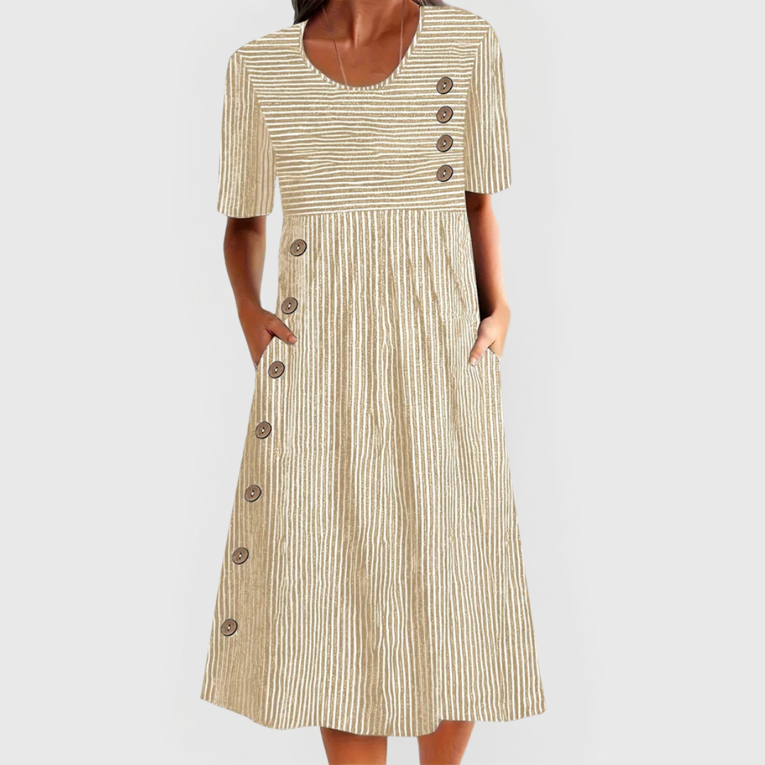 Estelle | Rayé Robe Mi-Longue