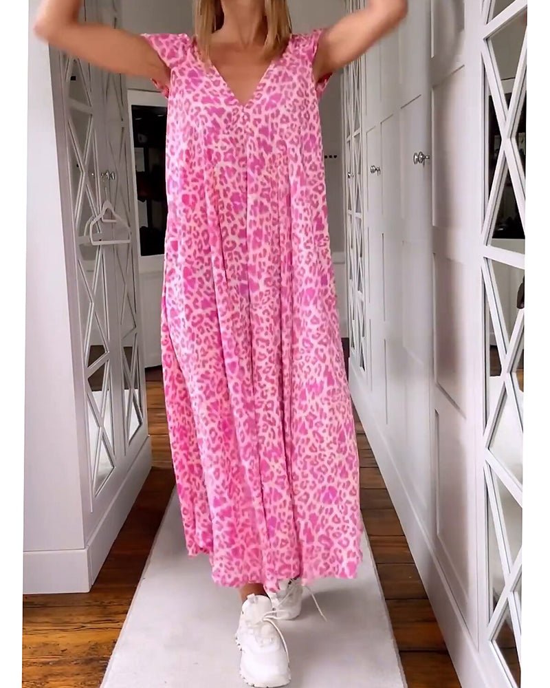 Maya | Col en V Imprimé Robe Longue