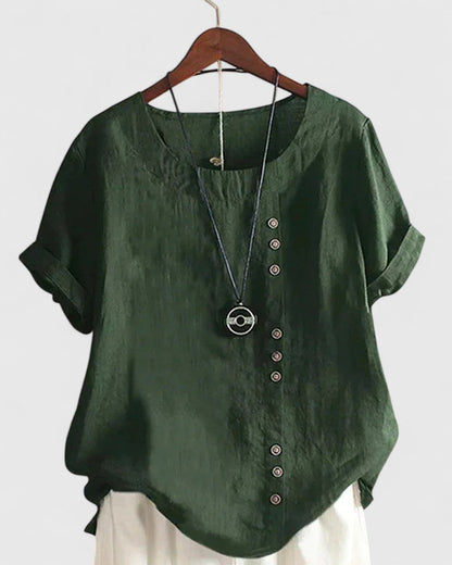 Noelle | Manches Courtes Button Blouse
