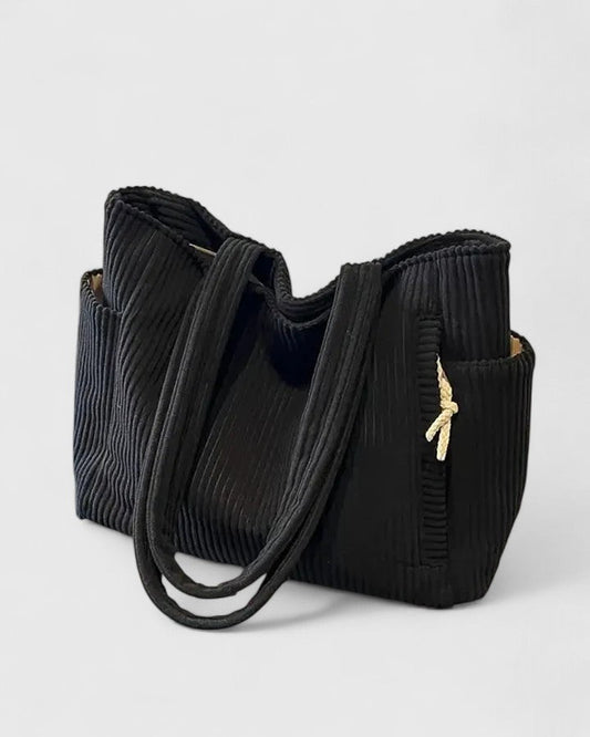 Solène | Sac Cabas Côtelé aux Détails Cordés