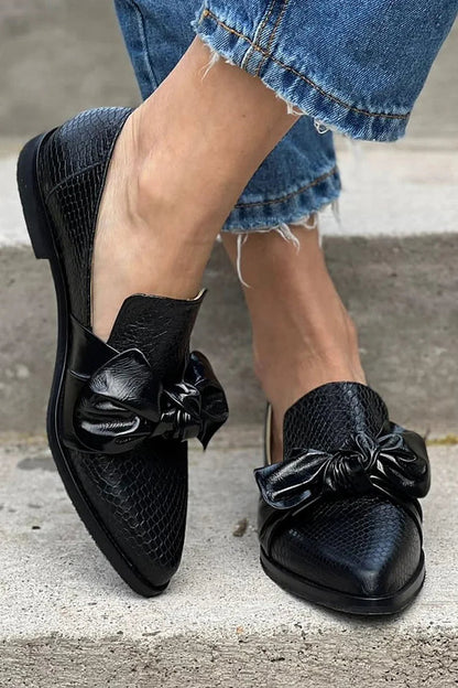 Gabrielle | Bow-Détail Patent Mocassins
