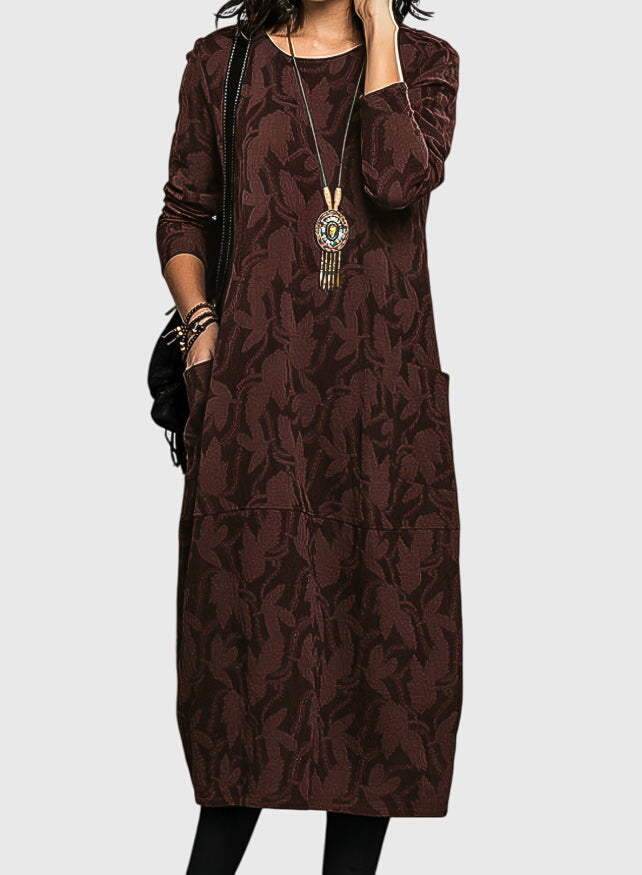 Gabrielle | Décontracté Round-Neck Robe Mi-Longue