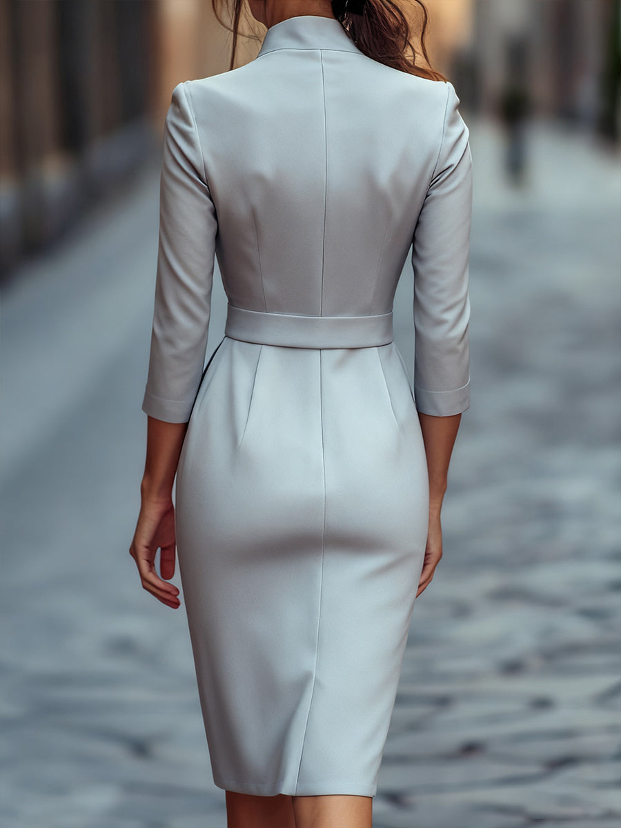 Victoria | Noir Ceinturé Fourreau Robe