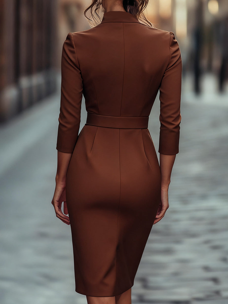 Victoria | Noir Ceinturé Fourreau Robe