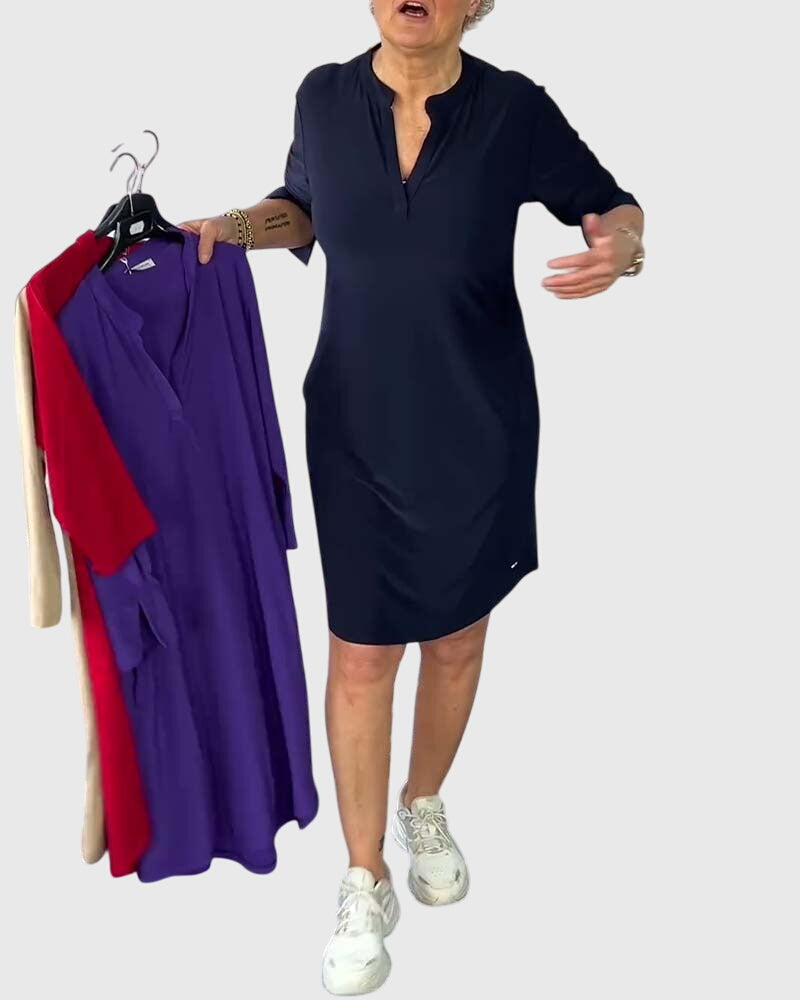 Annika | Col en V Robe Mi-Longue