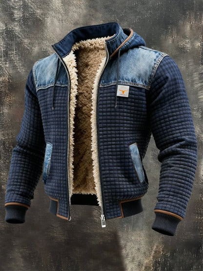 Melvin | Veste Matelassée Marine à Détails Denim