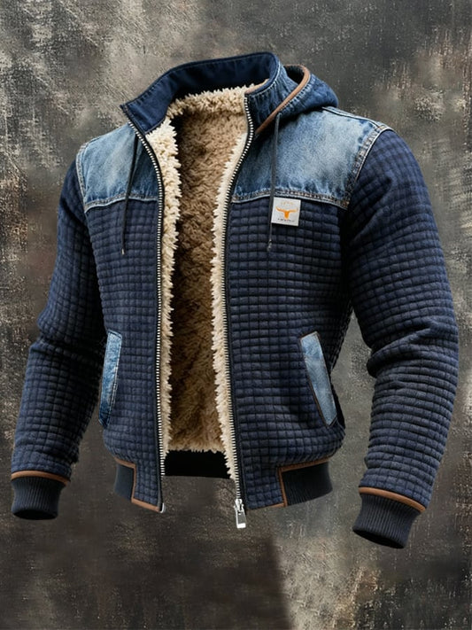 Melvin | Veste Matelassée Marine à Détails Denim